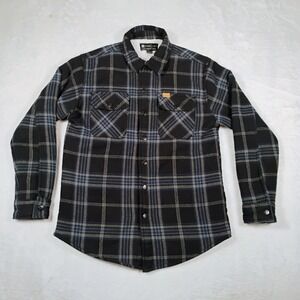 Matix Men's Plaid Sherpa‎ Lined Flannel Shirt Jacket Size Small Black Blue